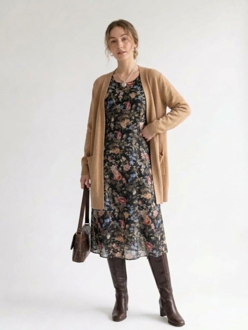 Vintage Liz Claiborne Collection Floral Midi Dress Made USA Size 10